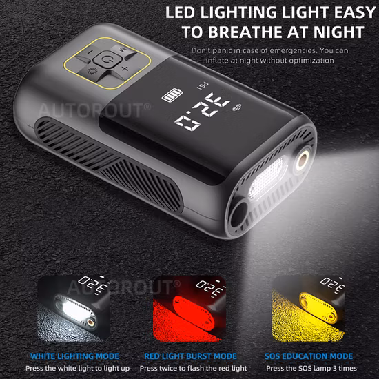 Умный автомобильный мини-воздушный компрессор 12 В, насос для аварийного накачивания шин